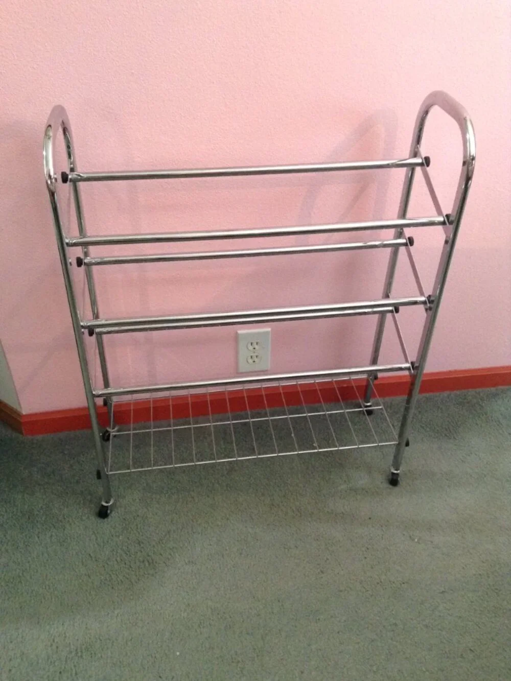 Whitmore Adjustable 4-Tier Rolling Shoe Rack, Chrome